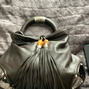 Gucci Black Leather Hobo with Fringe